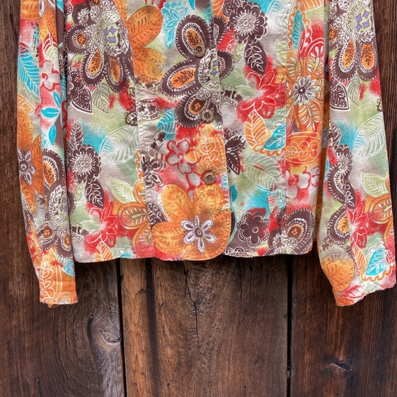 Coldwater Creek colorful linen Blend Jacket Blazer Womens large - Picture 4 of 10